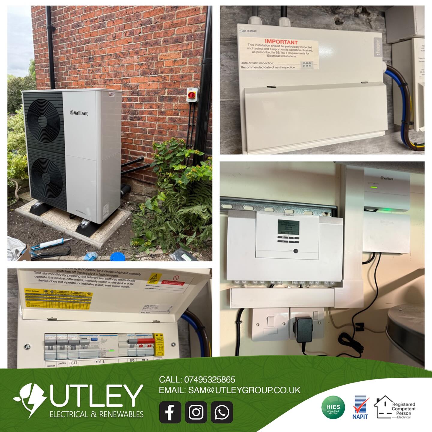 Another Heatpump electrical install wrapped up! ✅
We’ve just completed the full electrical wiring and installation of a bespoke heat pump system, using @hageruk consumer unit fitted with a Type B HP RCD keeping everything fully compliant with manufacturer requirements, safety regs, and industry best practices. ⚡️
Always proud to ensure safety, performance, and quality are at the heart of every install we carry out. 💪
Massive thanks to the team @futureflowheating ,pleasure working alongside you on this one! 👏🔥
📞 Get in touch for all renewable and electrical installs
📧 sam@utleygroup.co.uk
🔋 Solar | Battery Storage | EV Chargers | EICRs | Full Rewires
#UtleyElectrical #Renewables #hagergang #HeatPumpInstall #HagerUK #ElectricalContractor #SustainableHeating #GreenEnergy #NetZero #TypeBRCD #InstallerLife