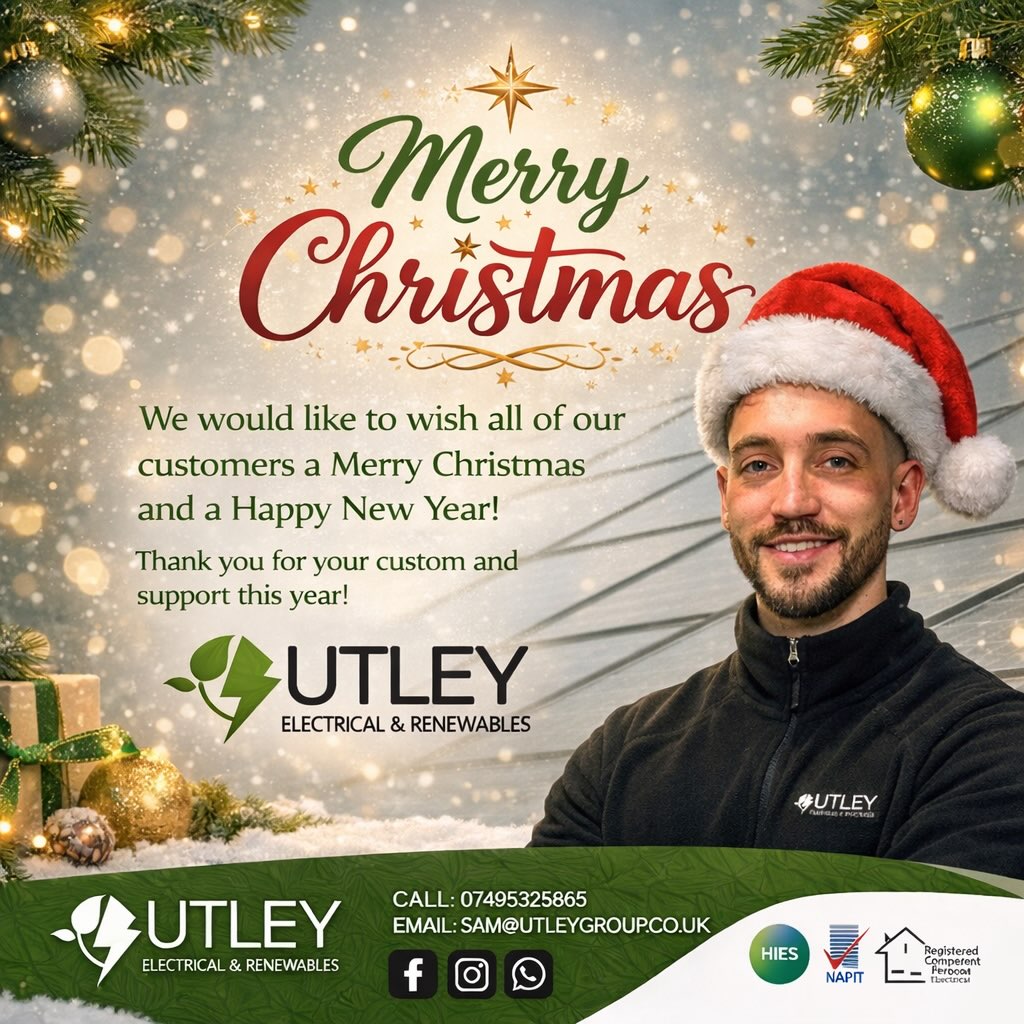 Yesterday was officially last day of work till the new year.
Thank you to all our customers for your support throughout the year 🎄
Wishing you a Merry Christmas and a Happy New Year.
We look forward to continuing to build a greener future together in 2026 ⚡️🌱
#MerryChristmas #RenewableEnergy #SolarPower #EVCharging #batterystorage